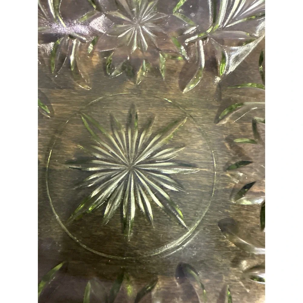 Vintage Hazel Atlas Green Glass Starburst Square‎ Dish Ashtray